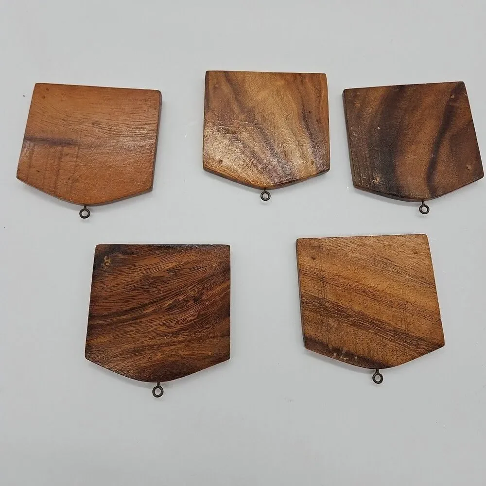 Vintage Handcarved Wooden Coaster Set of 10 Coasters In Box- Thailand